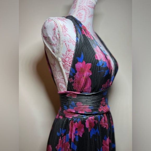 Bershka Metallic Black Festive Floral Print Zip Up Romper S - Picture 4 of 8